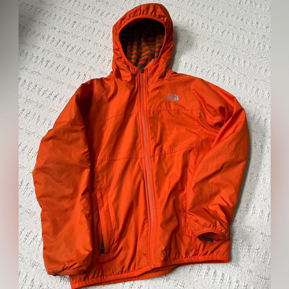 The North Face Reversible Fleece Orange Jacket Boys size 10-12